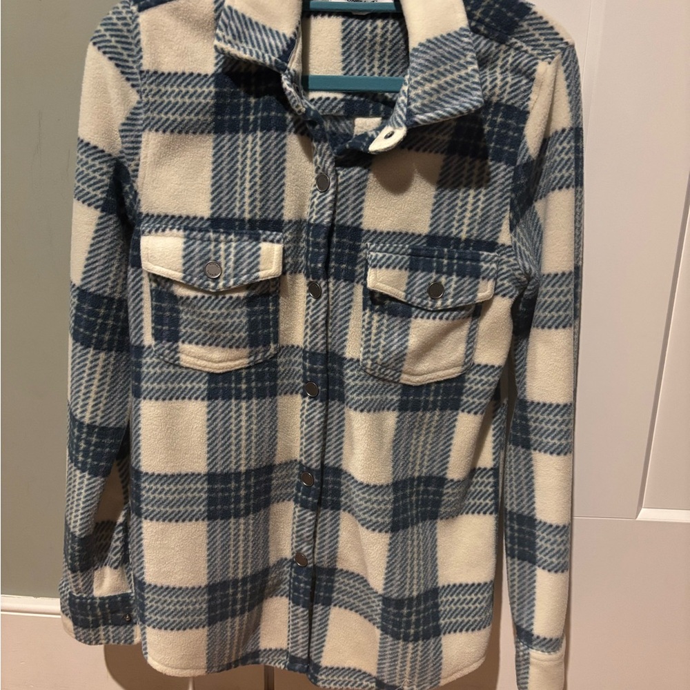 Women’s O’Neill Fleece Flannel Shirt in Blue and Cream